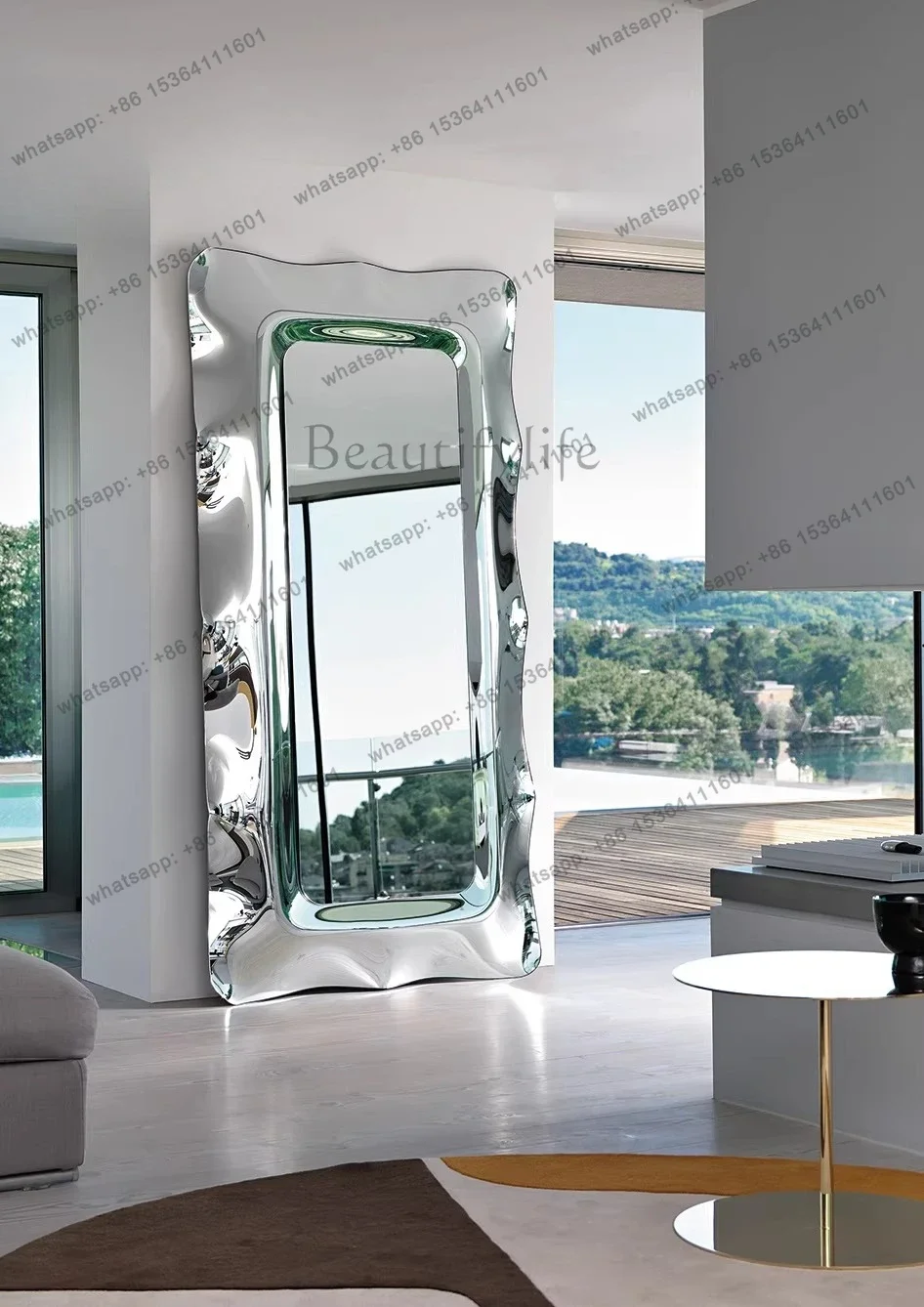 D14Italian dressing full-length mirror wall-mounted decorative wave mirror