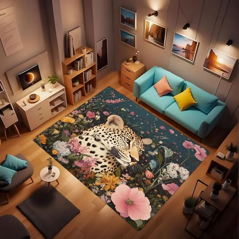 Dog Animal Wood Plank Print Rug, Washable Entry Soft Non-Slip Carpet for Front Door Foyer Bedroom Bathroom Boys Girls Teens