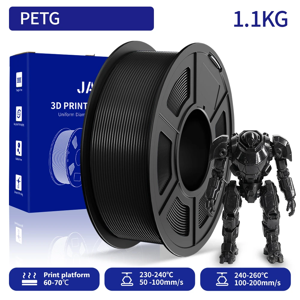 JAYO 3D PETG Druckerfilament 1,75 mm, 1100 g/Rolle, PLA-Druckerfilament, ordentlich gewickeltes 3D-Druckmaterial für Bambu FDM 3D-Drucker