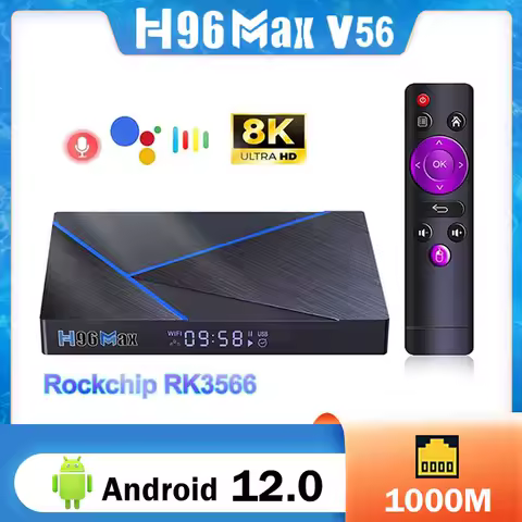Android 12 H96 MAX V56 TV Box RK3566 4G 32G 8G 64G Smart TV Box 4K 8K 2.4G/5G Dual Wifi 1000M LAN BT Set Top Box Media player