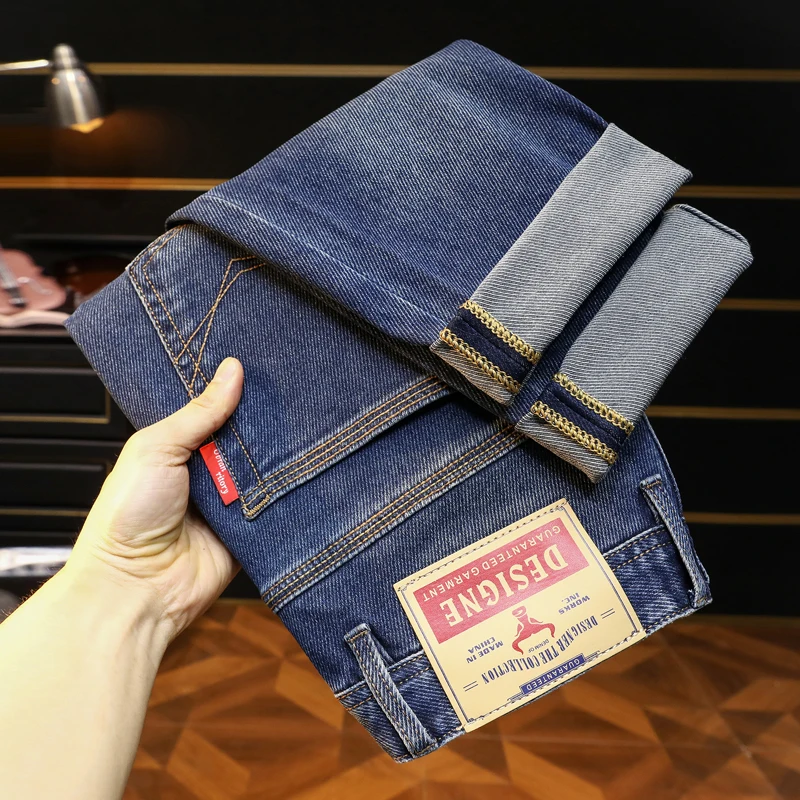 

BBL9911 New Style Triple-Needle Stitch High-Quality Casual Slim-Fit Stretch Straight-Leg Denim Jeans for Men