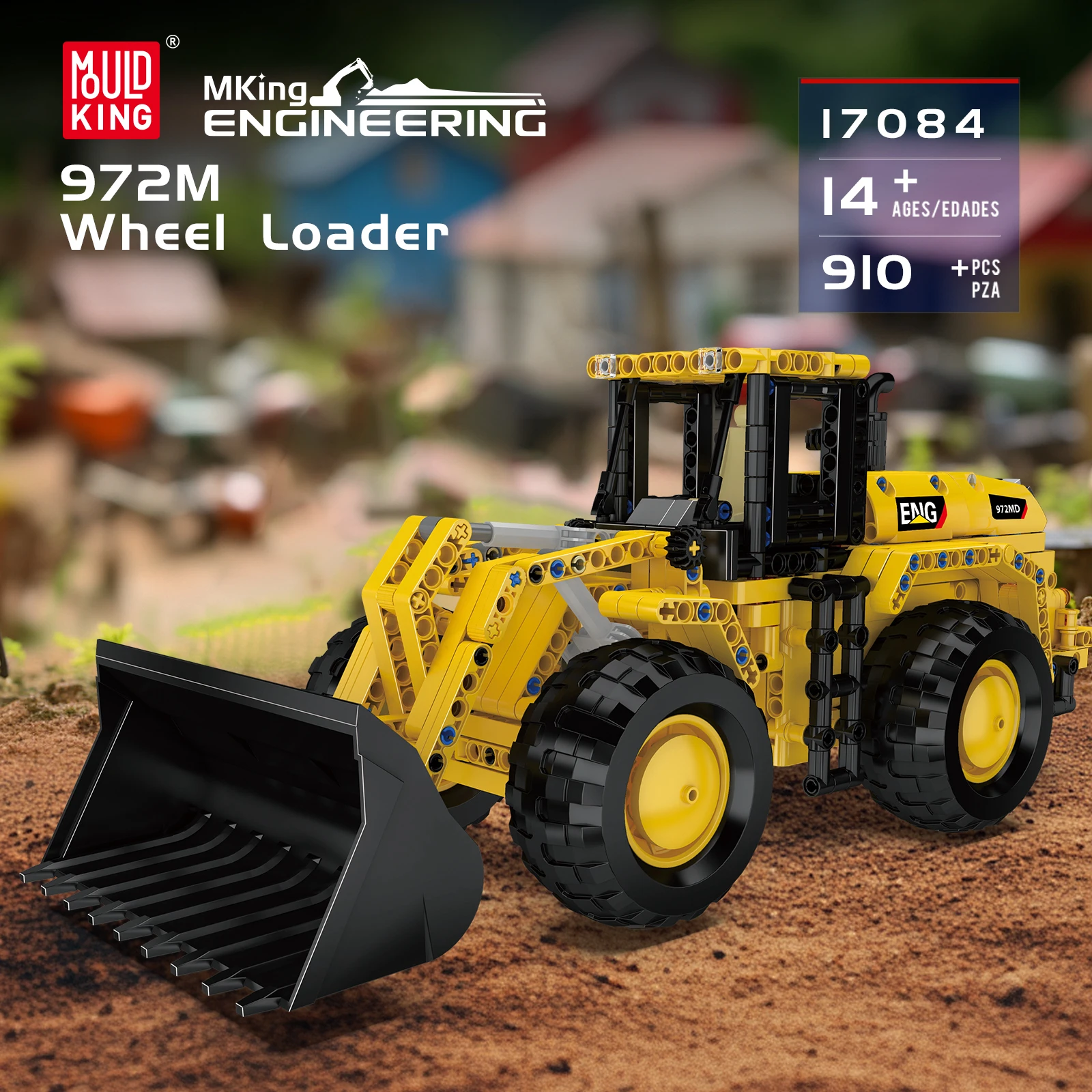 Mould King 17084 972M Wheel Loader with Bucket Building Blocks Engineering Vehicle Model Kids STEM Education Toys Birthday Gifts