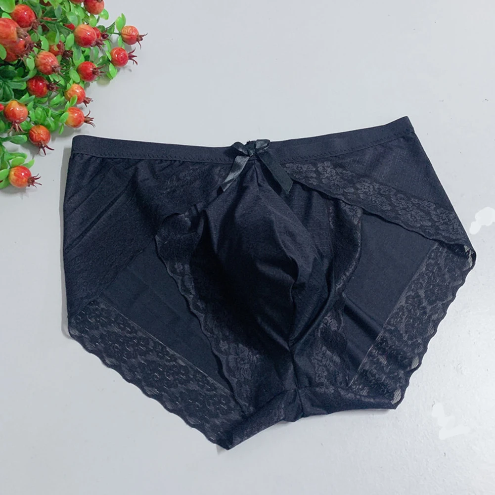 Fashion Hot New Stylish Mens Briefs Panties All Seasons Bikini Undrewear Breathable Elastic Ice Silk Lace Lingerie