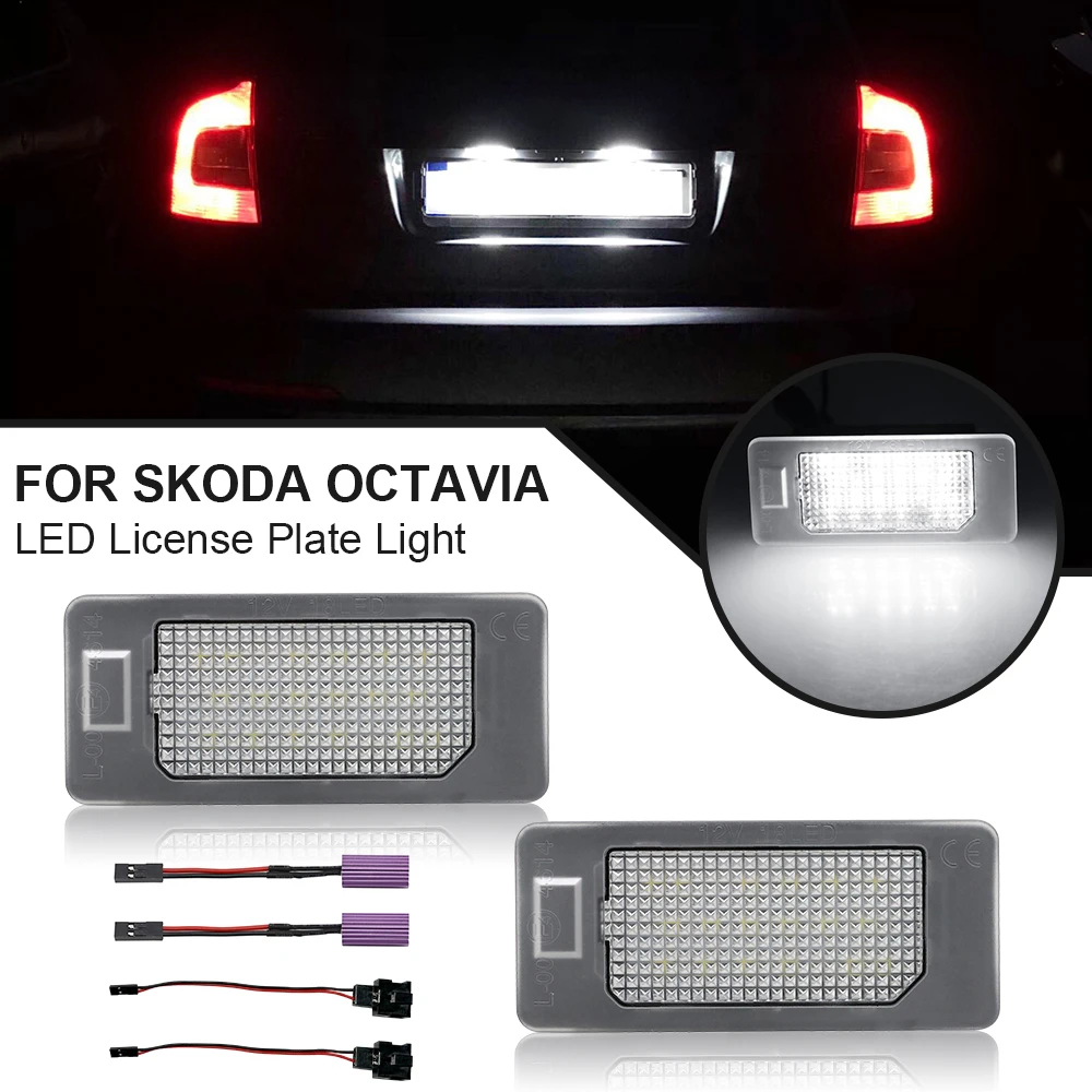 

LED Number Plate Light For Skoda Octavia Superb B6 Combi Fabia Mk3 Rapid Yeti For Audi A3 A4 A6 Error Free License Plate Lamp