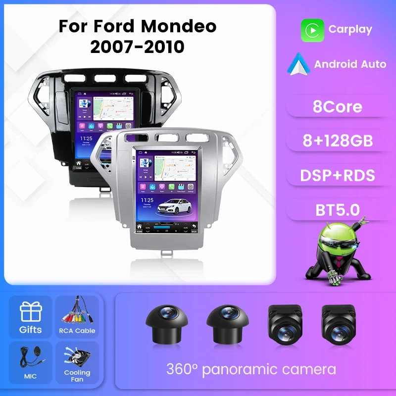 

For Тесла Стиль Экран автомагнитола 2дин android For Форд Мондео 4 For Ford Mondeo 4 2006 - 2010 магнитола для авто GPS мультимедиа Штатная магнитола устройство до 8-ЯДЕР, до 8 + 128ГБ Карплей Андроид Авто