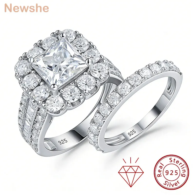 

Newshe Luxury Moissanite Wedding Rings Set for Women GRA Certified 925 Sterling Silver D Color VVS1 Bridal Ring Jewelry