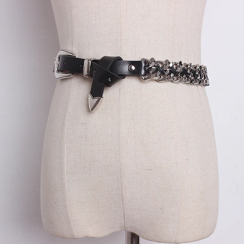 Women Hip Hop Metal Belt Fashion Dress Jeans Decorative Belts For Women Trendy Street Gold Waist Chains Clothing Accessories