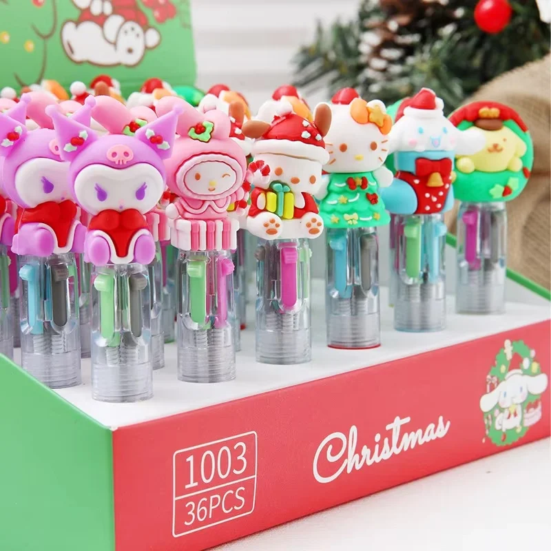 36pcs Sanrio 4 Colors Ballpoint Pen Hello Kitty Cinnamoroll Kuromi Gel Pen Student Stationery Ball Pen Office School Supplies