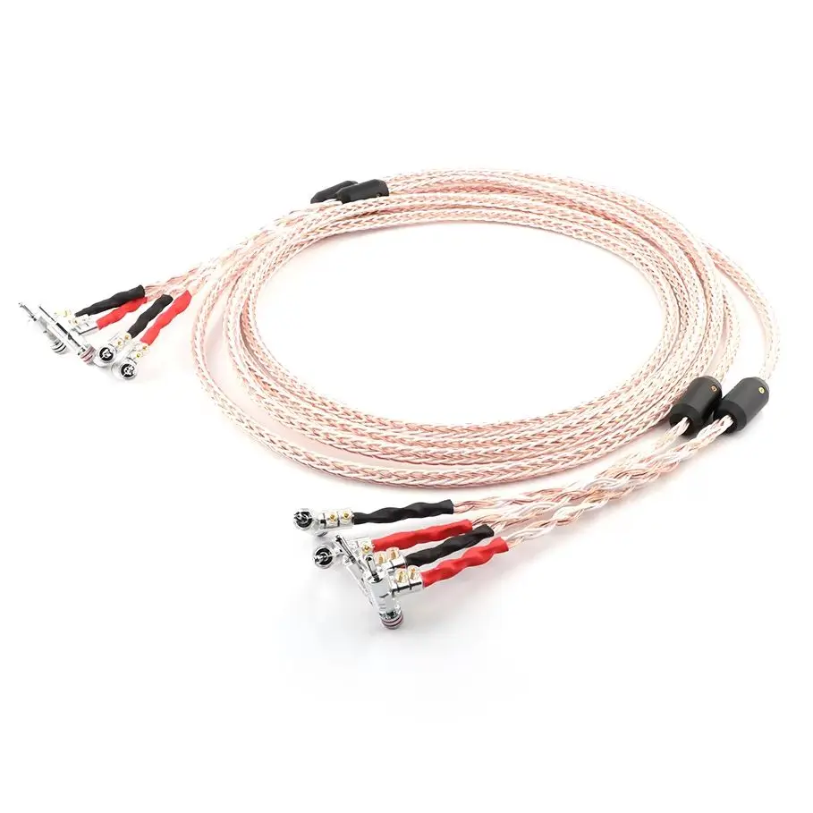 

HI-End 12TC 24cores OFC Copper Audiophile Speaker Cable with Right Angled Self locking Banana Plug hifi audio loudspeaker cable