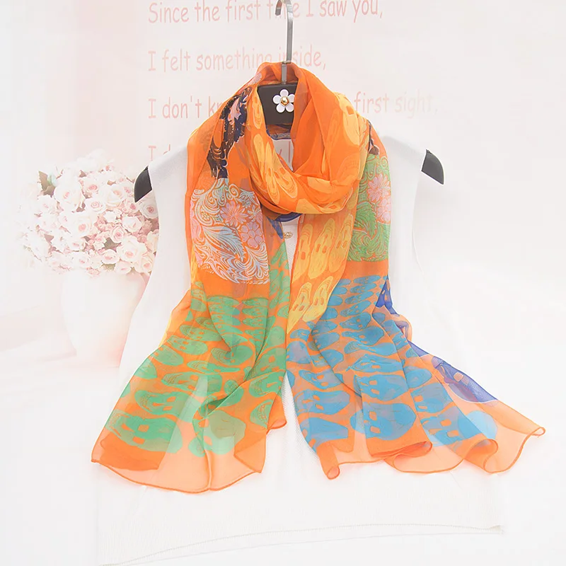 

Flower Pinted Chiffon Scarf for Women Hijab Scarf Long Wrap Beach Towel Large Silk Scarves Shawl Bandana Headscarf High Quality