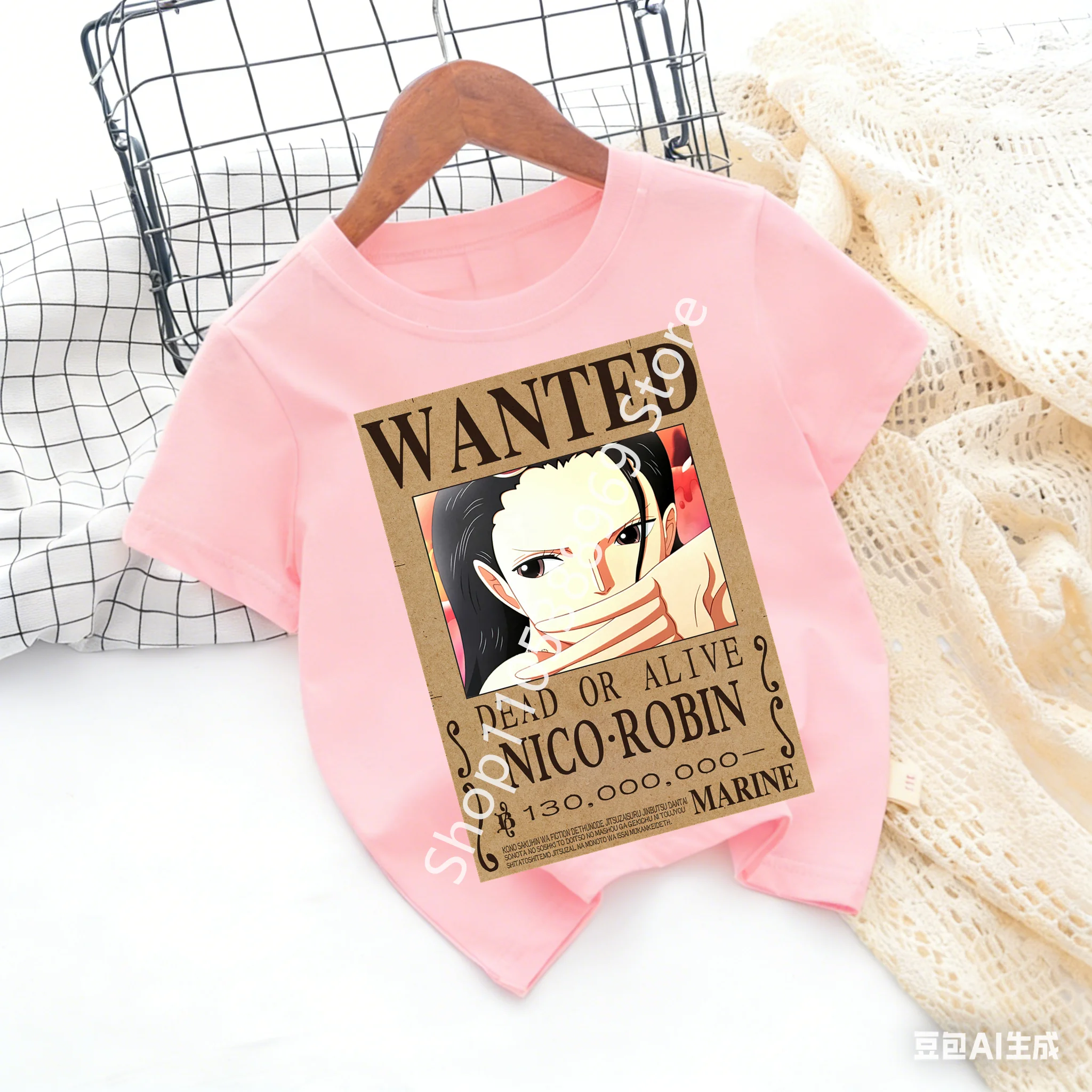 

Cute One Piece Chopper Cartoon Print Kids T-Shirt, Adorable Anime Character Design Children's Short Sleeve Tee, Perfect for Litt
