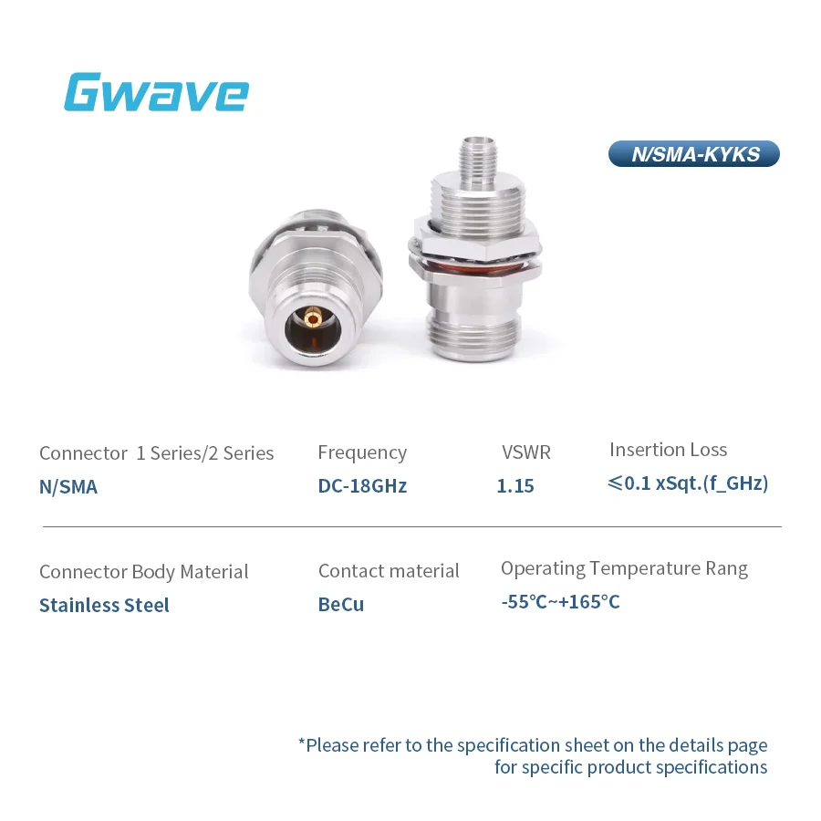 High Frequency Millimeter Wave RF Adapter N Female to SMA Female Bulkhead Mount Stainless Steel DC-18GHz Bulk