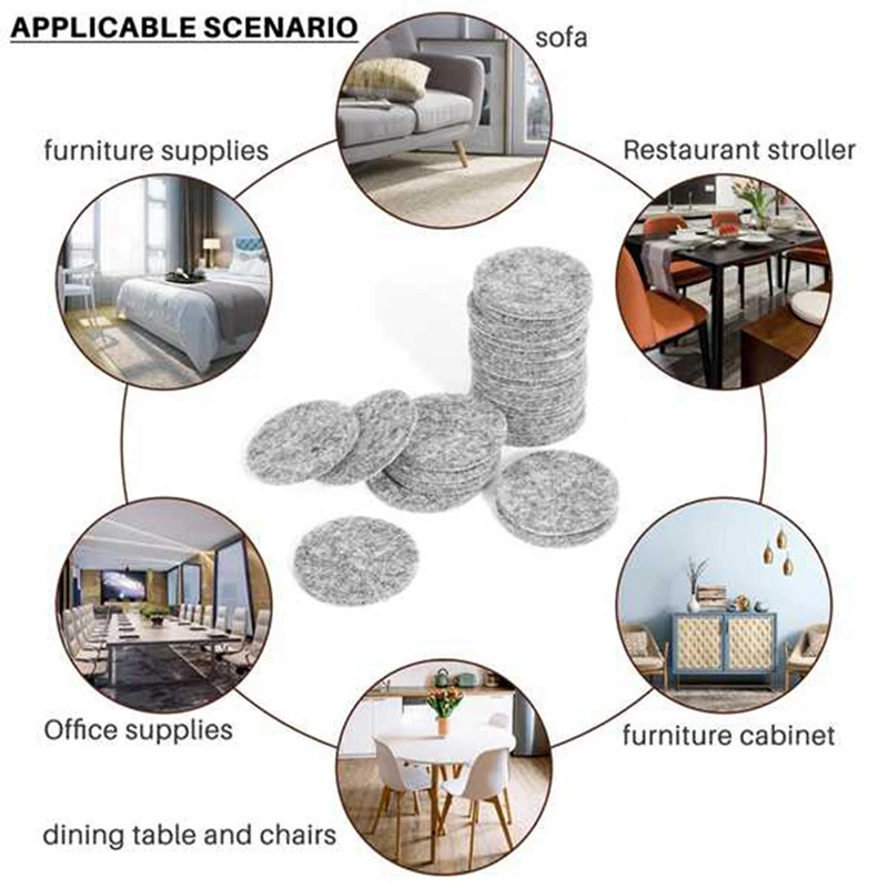 100Pcs Round Shaped Table Chair Furniture Leg Felt Mat Pad Gray Wood Floor Protector Pads-FishingStore