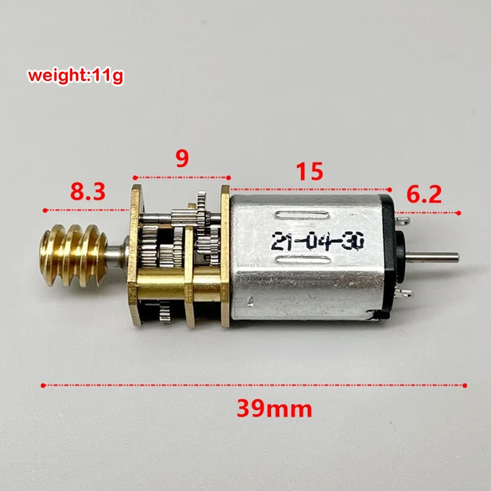 DC 3-5V 104RPM N20 Geared Motor Double Shaft with Worm Gear Reduction Motor All Metal Gear Slow Speed Large Torque for Toy Model