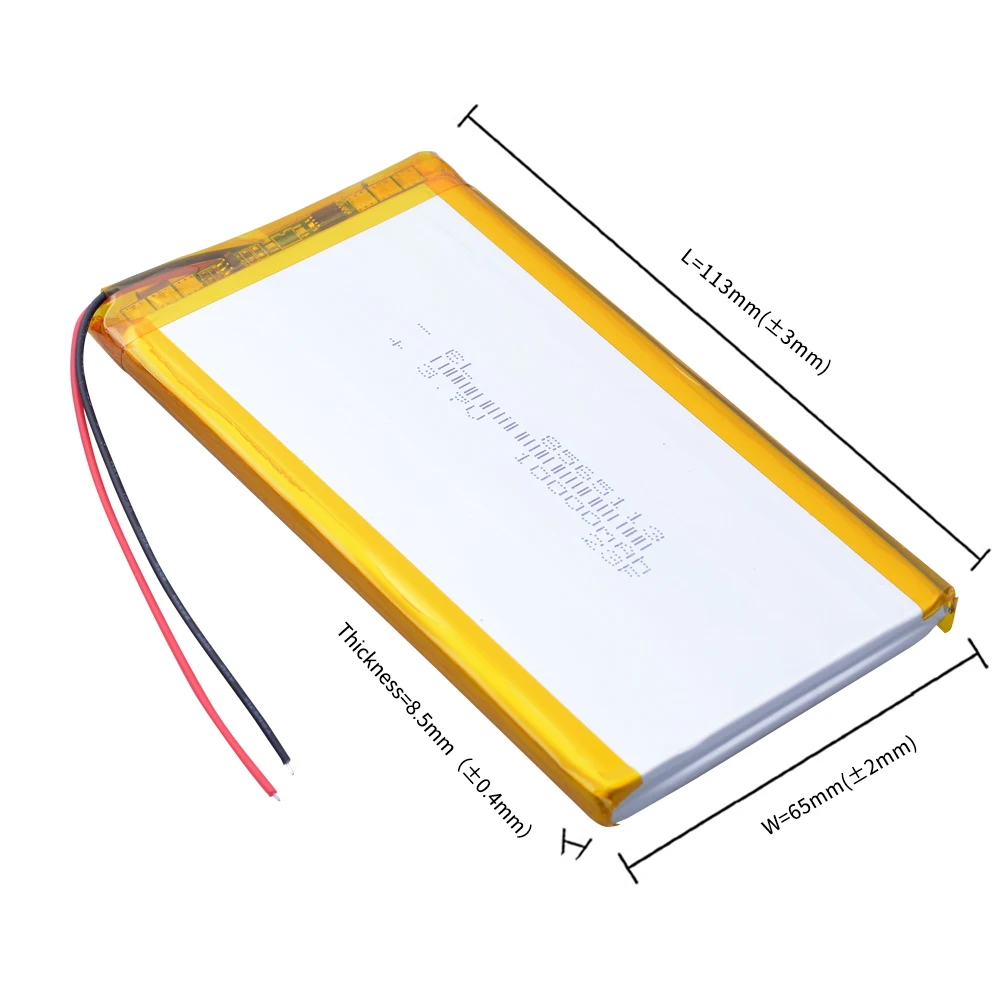 8565113 10000mAh 3.7V Lipo Rechargeable Lithium Polymer Battery For Power Bank Tablet PC LED Lamps E-book PDA DVD GPS Camera