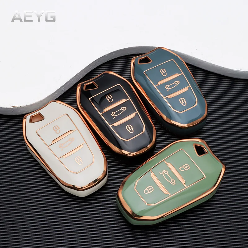 Soft TPU Car Key Case Cover Shell Fob Holder For Peugeot 308 408 508 2008 3008 4008 5008 For Citroen C4 C6 C3-XR Accessories