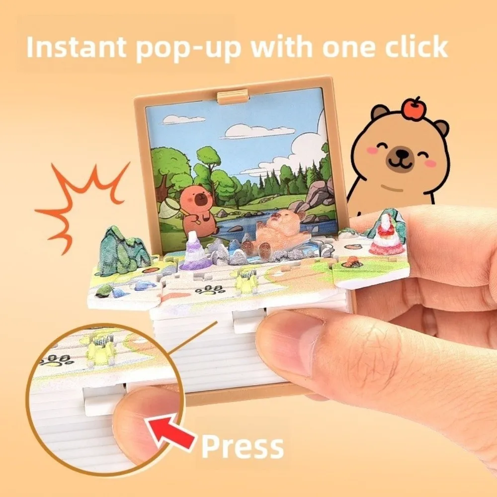 New Mini Size Fold Book Keychain Foldable Beach Park Car Key Rings Stress Relief Capybara Panda Backpack Pendant Birthday Gift