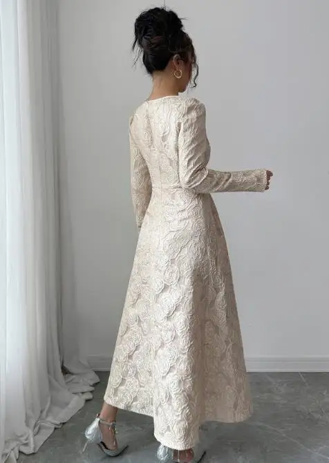 

Women's Dress 2025 Autumn and Winter Hot Selling Elegant Style Square Neck Long Sleeved A-Line Long Skirt Dress for Women's Wear