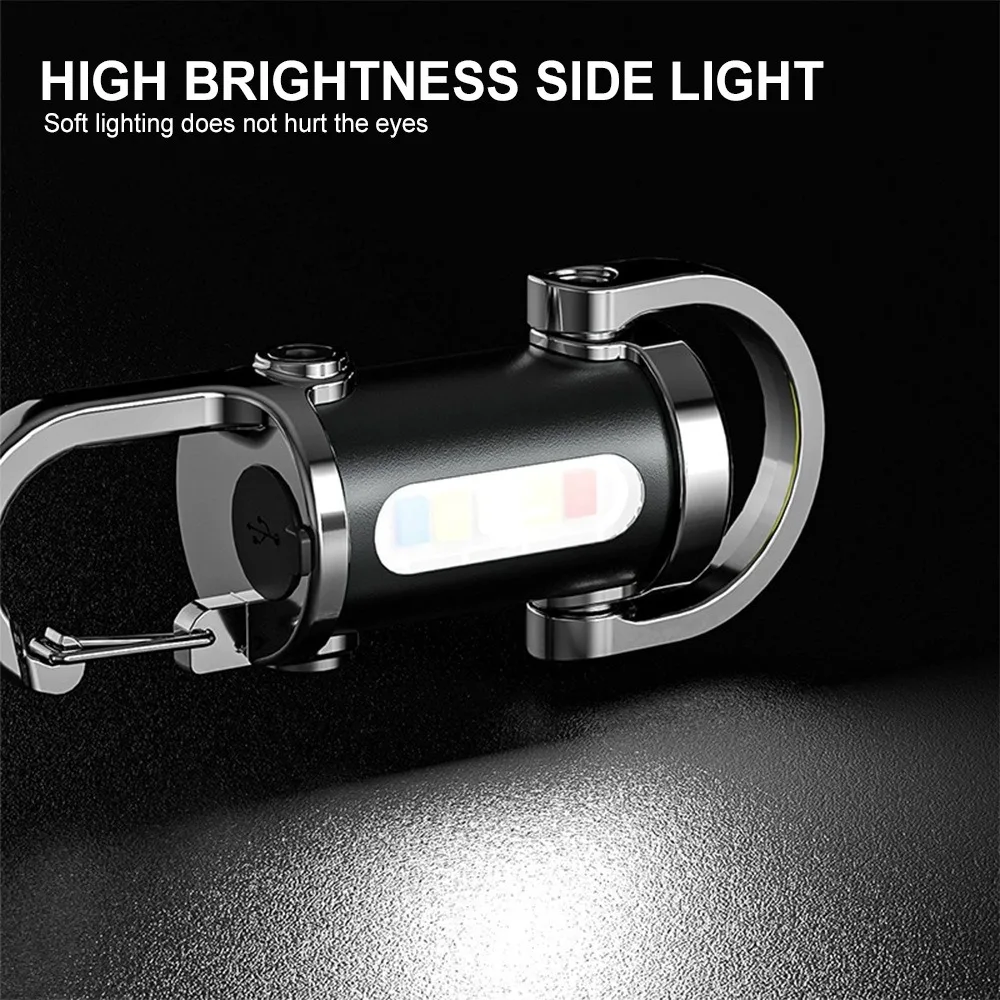 Portable Keychain Light Mini Keyring Flashlight Rechargeable Waterproof Pocket COB Work Lamp for Outdoor Hiking Outdoor Fishing