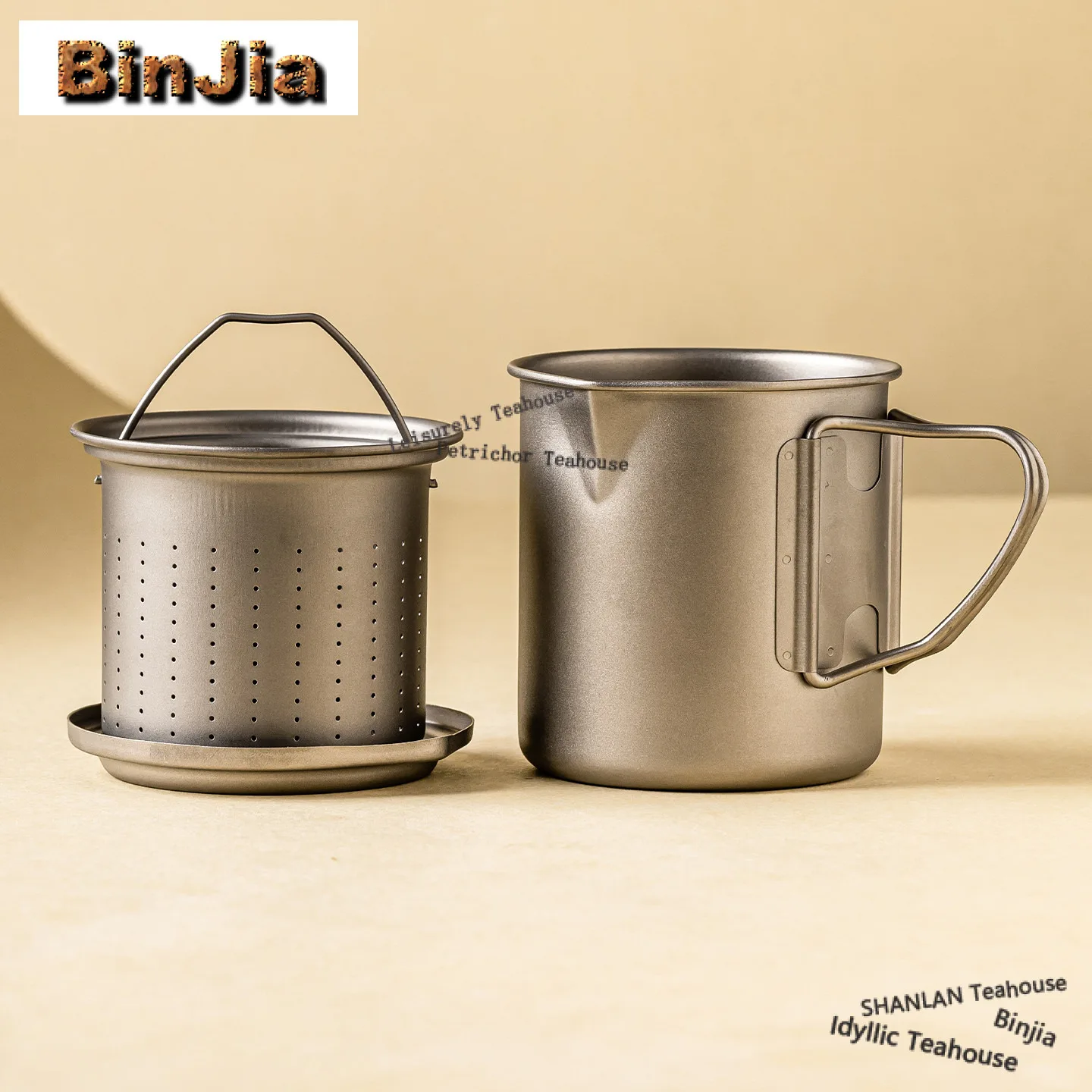

316ml Pure Titanium Filter Tea Separator Cup Antique Master Mug Tea Mug With Infuser Handgrip Cups Tea Making Office Water Cup