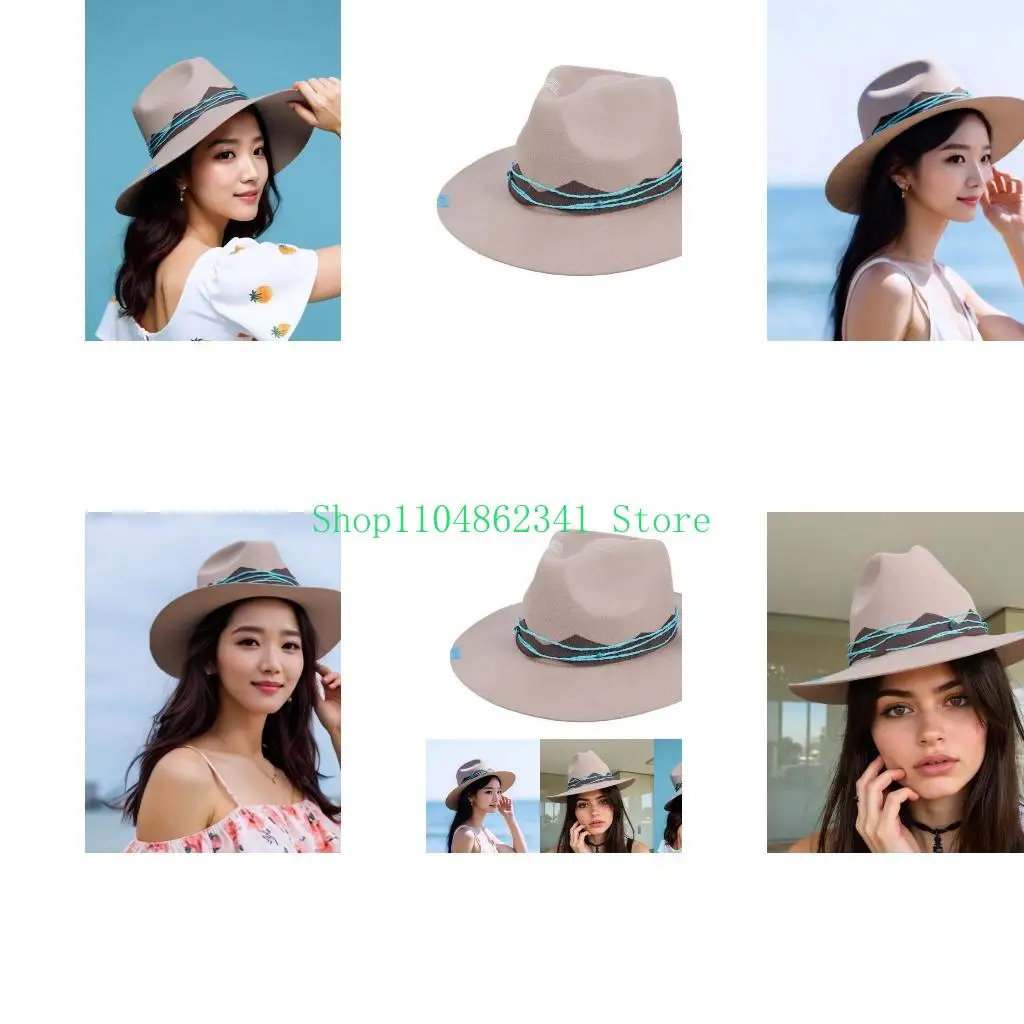 

5asd Handcraft Wool British Styles Fedoras Hat Wide Brims Hat For Fashion Women Men