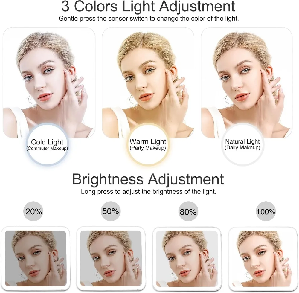 16.2" LED Makeup Case with 3-Color Lighted Mirror, Adjustable Dividers, USB Rechargeable, Travel Cosmetic Organizer for Artists view 4