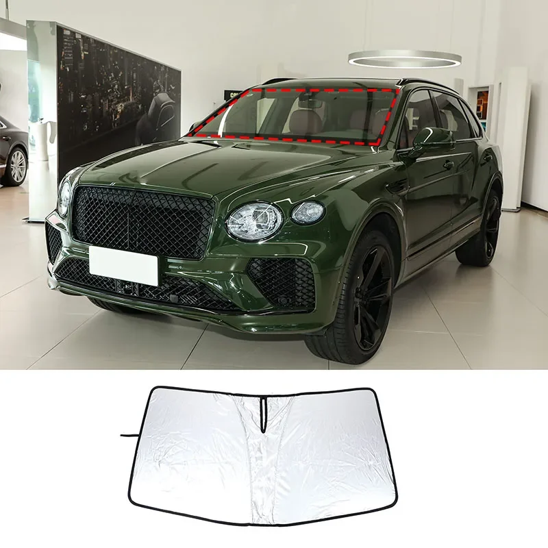 For Bentley Bentayga 2017-2024 Aluminum Foil / Silver Tape Car Front Windshield Sunshade Cover Anti-UV  Interior Accessories