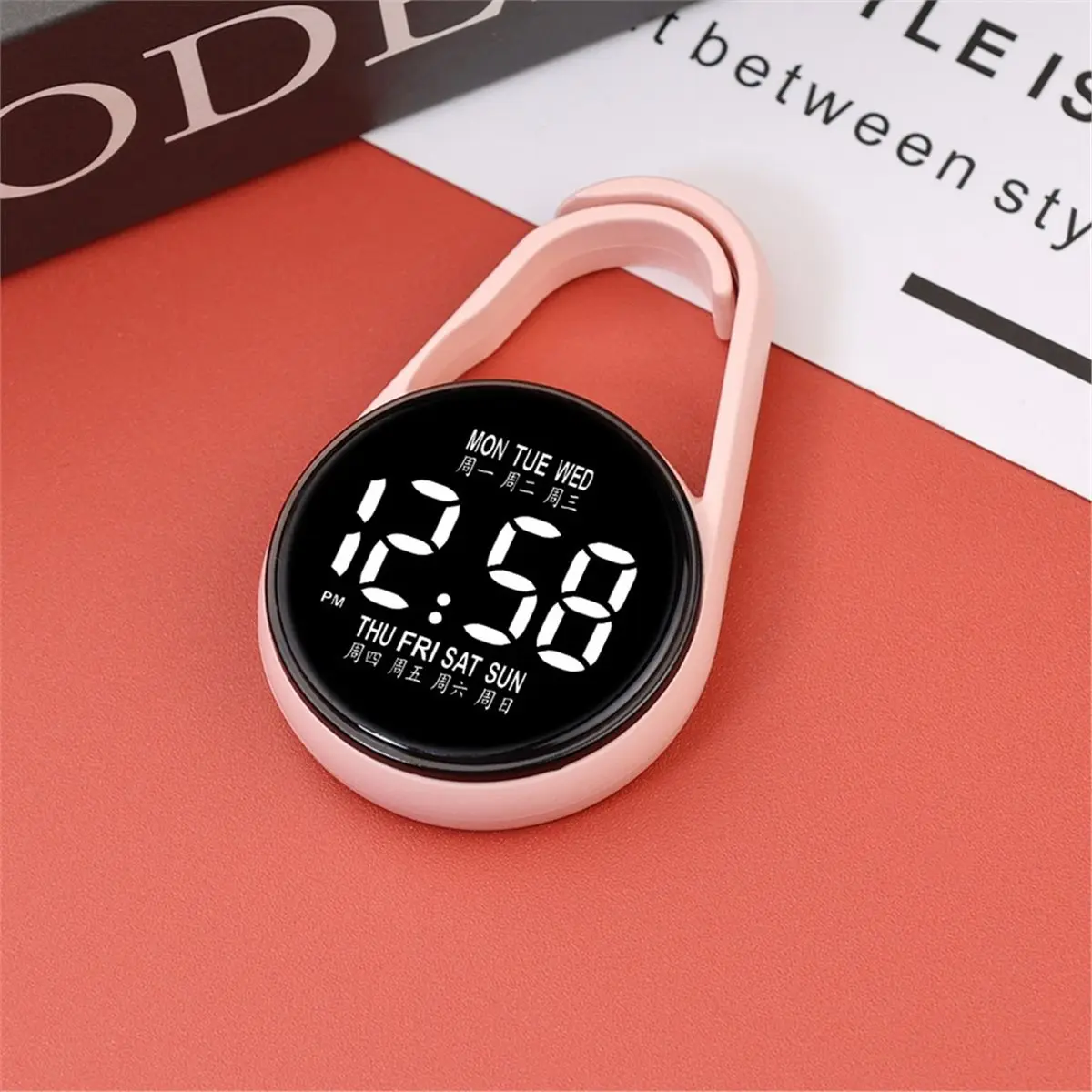 【A75T】 Fashionable LED Digital Pocket Watch with Night Light and Stationary Bezel