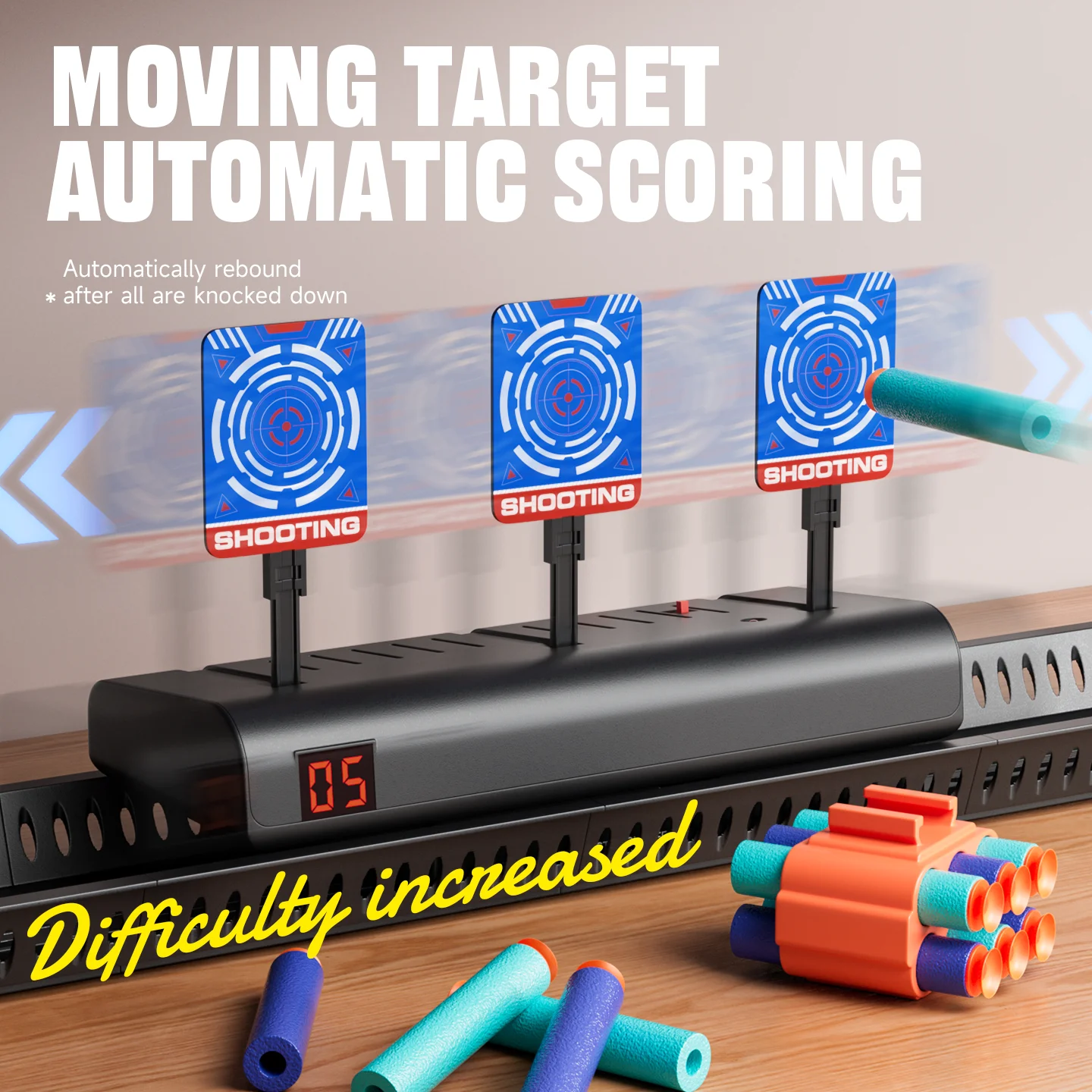 Kinderfeestwerper Miniatuurornamenten Automatisch schuimpistool met schietdoel Realistisch handmatig binnenkamerdecor