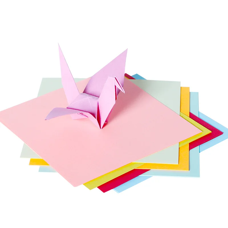 100pcs/lot Origami Square Paper Double Sided Folding Lucky Wish Paper Crane Craft DIY Colorful Scrapbooking 15x15/17x17/20x20cm