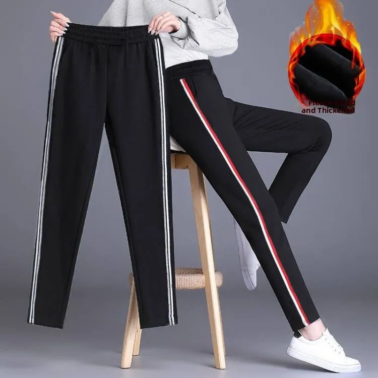 Thiened Fce عارضة السراويل مستقيم الساق هارلان ثي سبور عالية الخصر تسع نقاط ألياف البوليستر عارضة السراويل #1