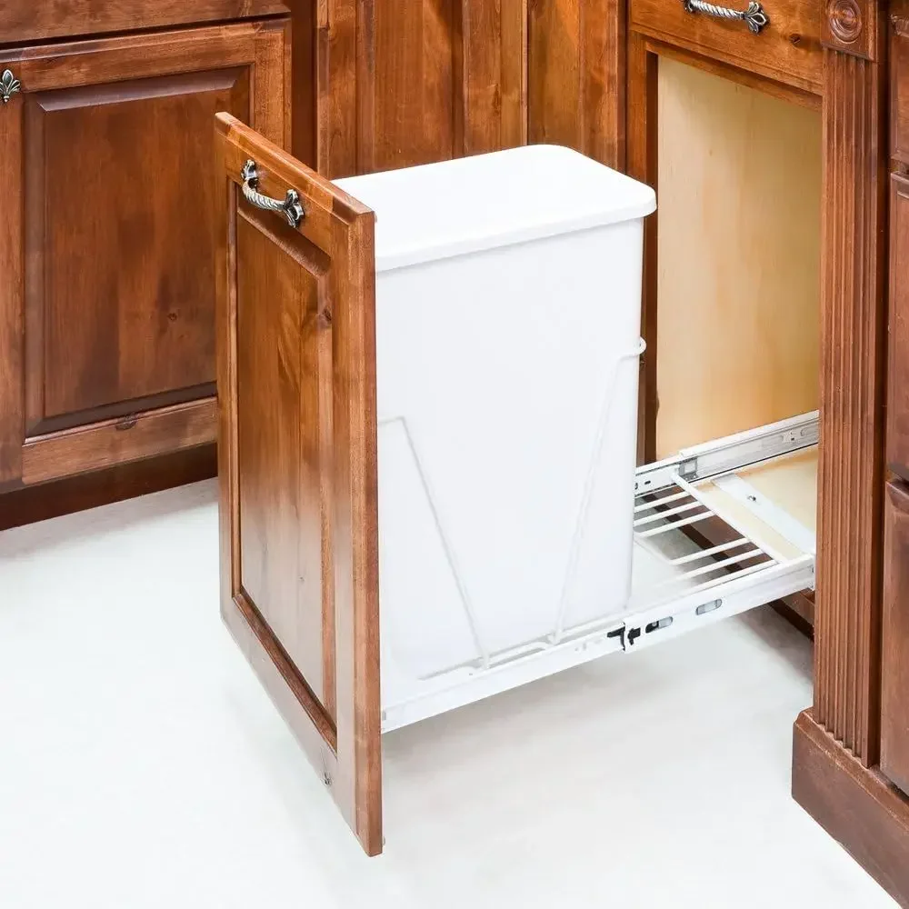 

35-Liter White Single-Pull Trash Bin System