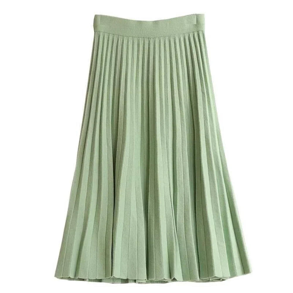 الخريف والشتاء عالية الخصر محبوك تنورة المرأة منتصف طويلة محبوك ألف خط كلية نمط تنورة سترة الملابس