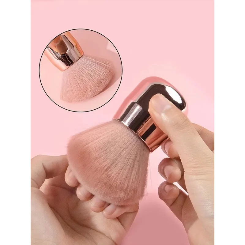 1PCS/2PCS large mushroom head nail art makeup brush dust collector brush pink handle nail brush for cleaning nails