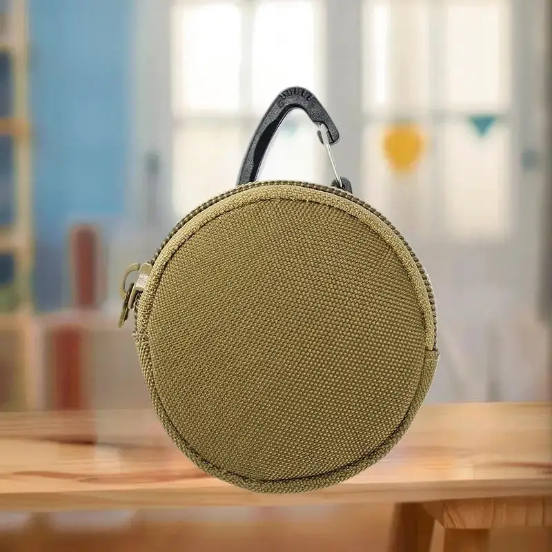 1PC Sports And Outdoor Tactical Earphone Case Hanging Bag Key Case Round Mini Coin Purse Simple And Fashionable Storage