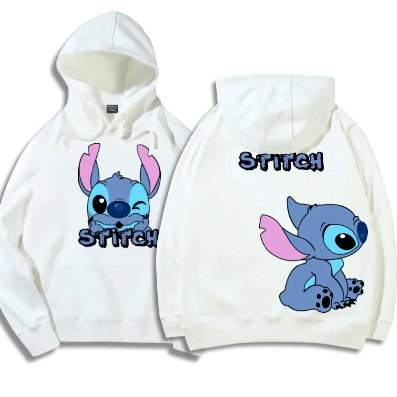 Stitch Angel Monster Letter Cartoon Sweatshirt Pullover Cute Harajuku Unisex Couple Pocket Fashion Hoodie