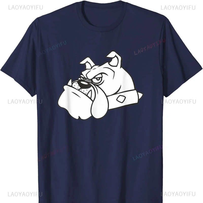 Cartoon Bulldog Head Cotton T Shirt Great Gift for Animal Fan Lover Gothic  T Shirt Y2k Accessories  Clothes Fashion unisex
