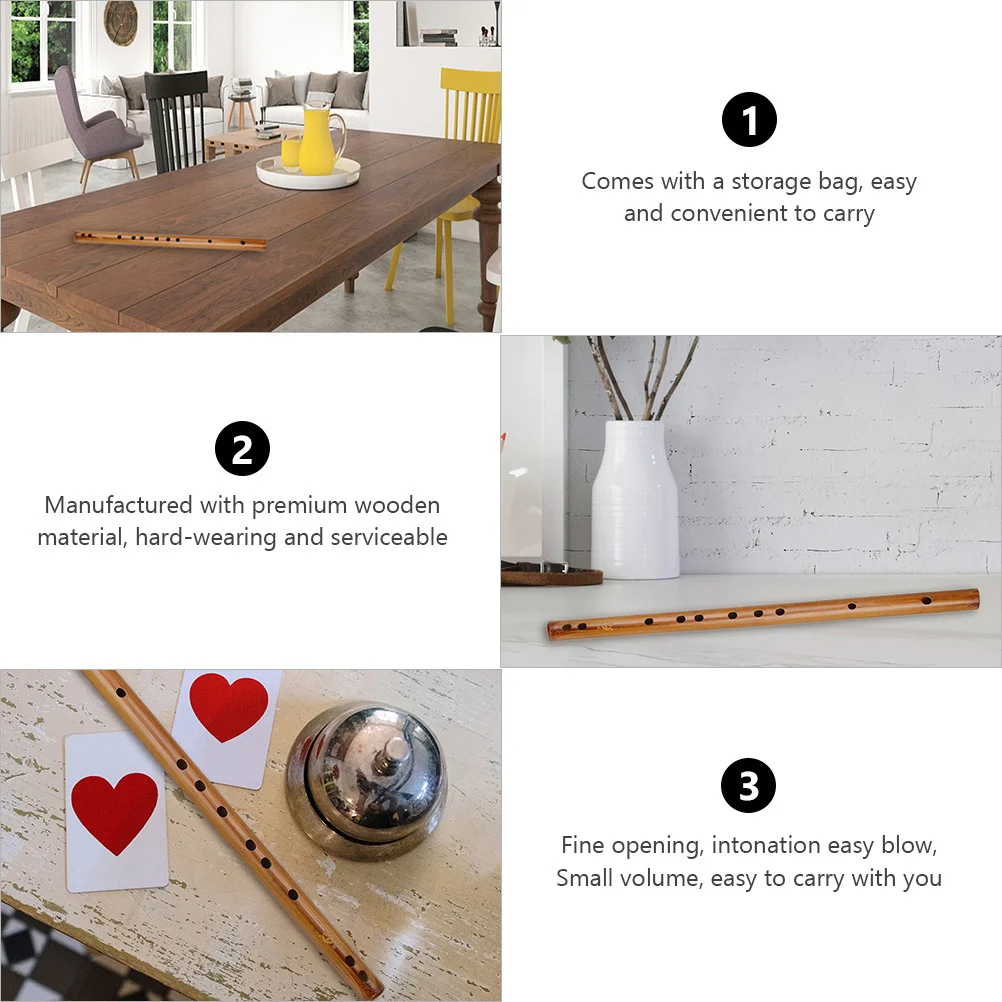 

Bamboo Flute Musical Instrument Premium Wooden Small Flute For Beginners Vertical Woodwind With Storage Bag