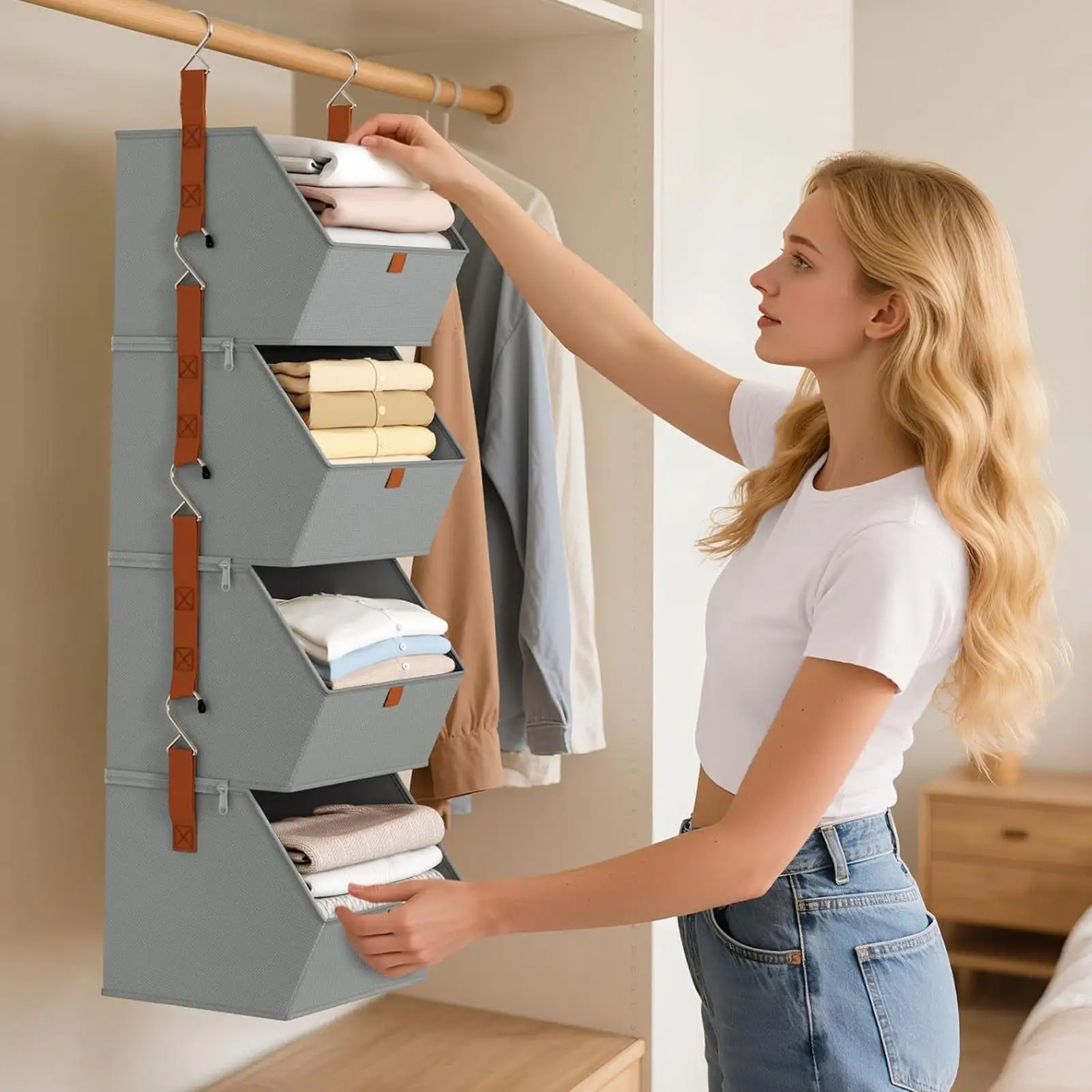 

Органайзер над дверью, 4-уровневый органайзер для одежды, подвесной шкаф для хранения вещей для арендров квартир, спальни, общежития, детской комнаты, офиса