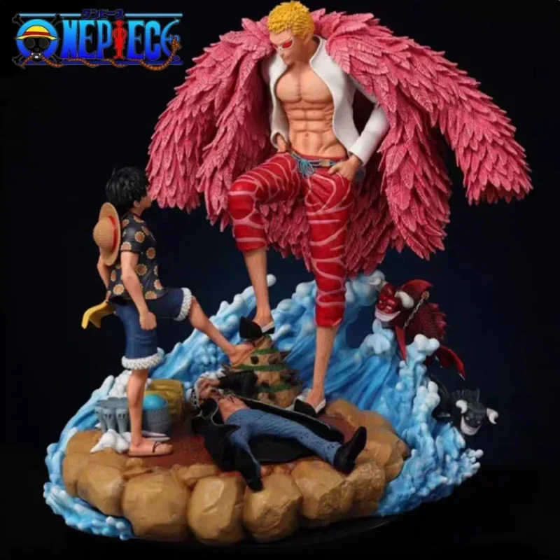 21cm One Piece Luffy Donquixote Doflamingo Vs Luffy Anime Figure Pvc Statue Model Doll Figurine Decoration Toy Kid Birthday Gift