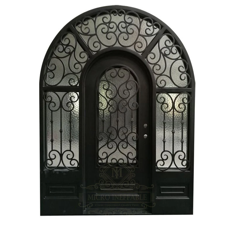 High Quality Luxury Design Front Other Exterior Security Doors Double French Wrought Iron Glass Doors For Homes