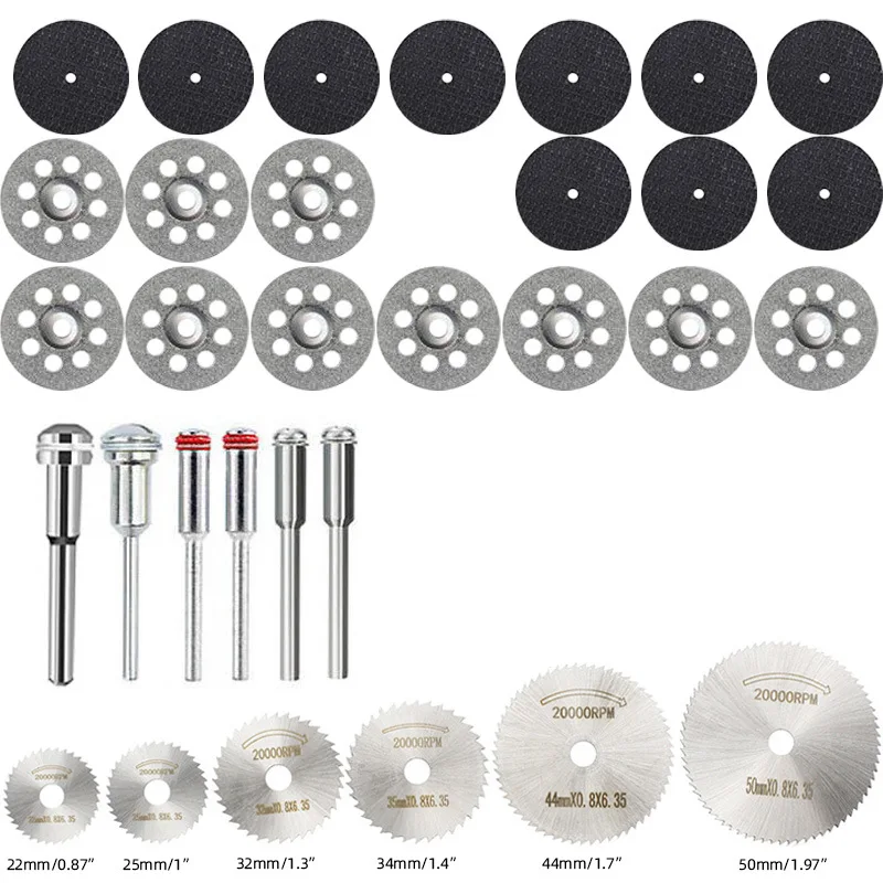 2-41PCS Diamond Cutting Disc Mini Circular Saw Blade Set Sanding Grinding Wheel Woodworking Tool Dremel Power Tools Accessories