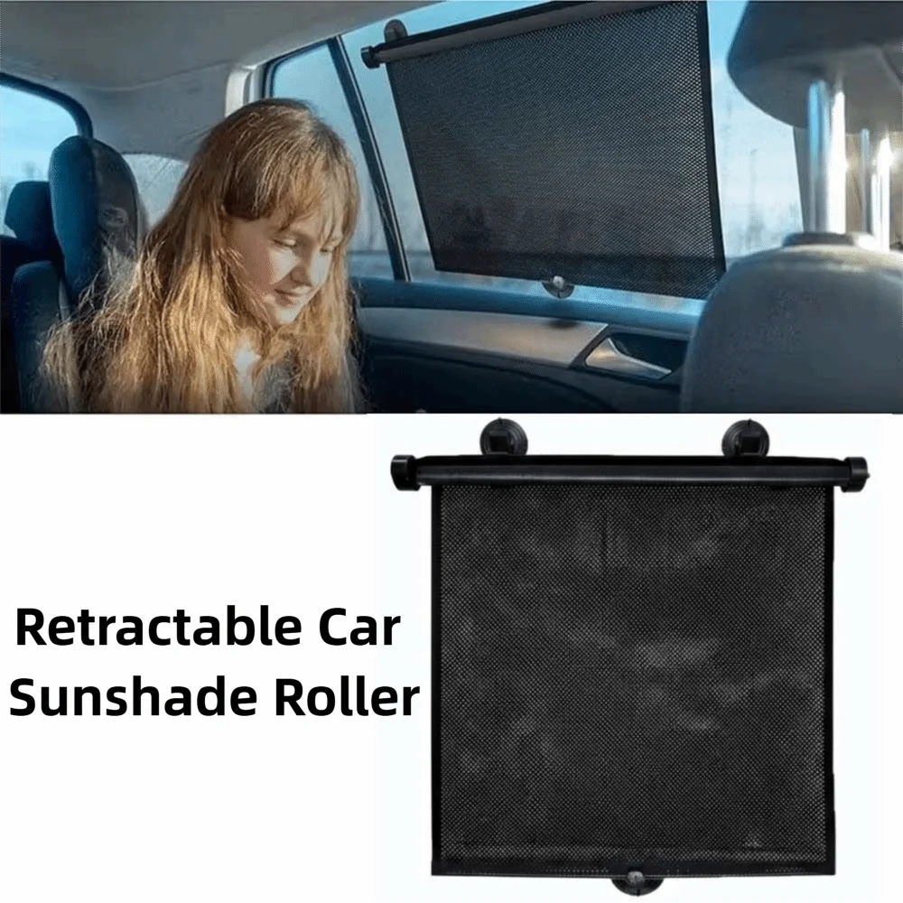 Universal Retractable Car Sunshade Roller Glare Reduction Compact Storage UV Blocking Window Visor Easy Installation