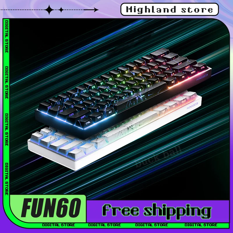 AKKO MonsGeek FUN60 Pro Gaming Keyboard Magnetic E-sport Switch Dual 8K Polling Rate 0.01RT SOCD MT Wireless RGB Gaming Keyboard