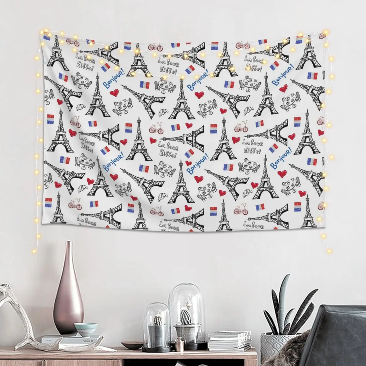 Addicted To Paris France Tapestry Funny Wall Hanging Aesthetic Home Decoration Tapestries for Living Room Bedroom Dorm Room