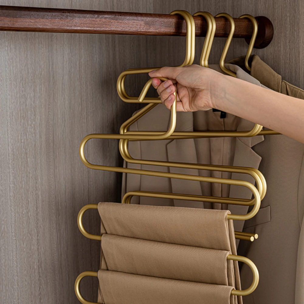 Pant Rack Pants Hanger Pants Clip Aluminum Alloy Multi-Layer Wardrobe Trousers Hanger Traceless Storage Scarf Trousers Rack