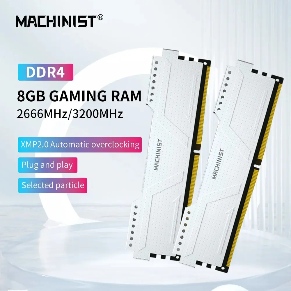 MACHINIST DDR4 RAM 데스크탑 메모리, 방열판 포함, DDR4 RAM PC DIMM, 모든 마더보드용, 8GB, 16GB, 2666HMz, 3200HMz 