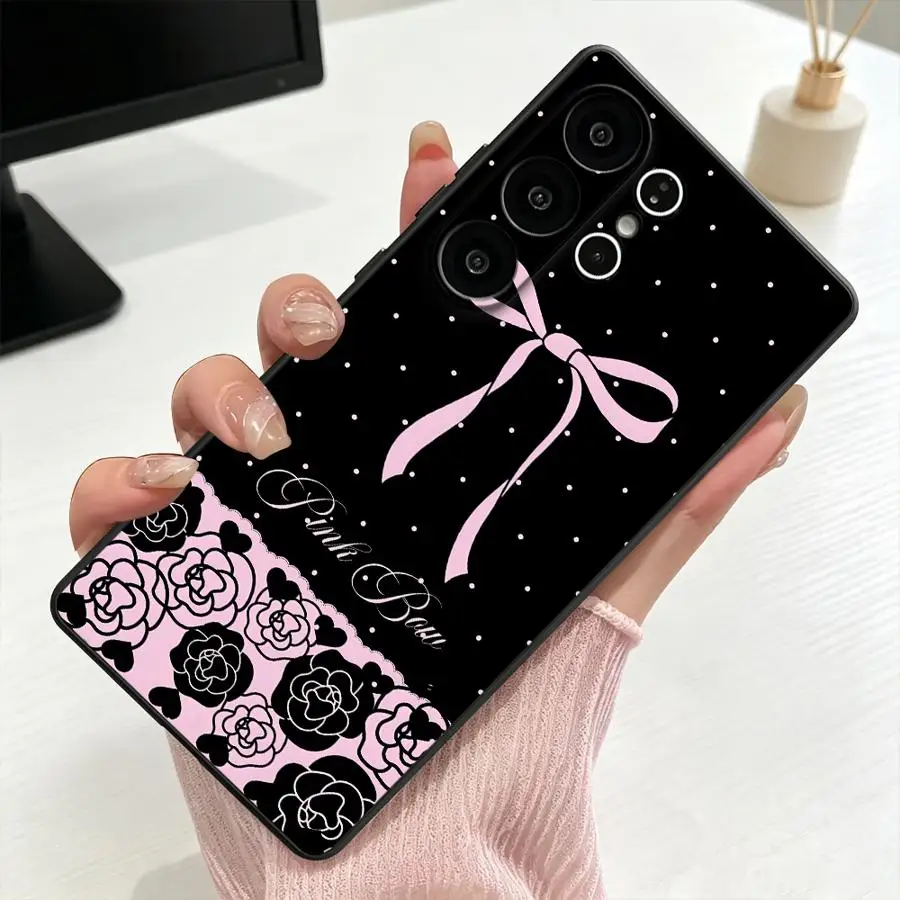 Case for Samsung Galaxy S26 Ultra S25+ S23 S25 Plus S26+ S10 S9 S24 S20 Note 20 8 9 10 S21 FE S24+ Phone Cover Cartoon Pink Rose