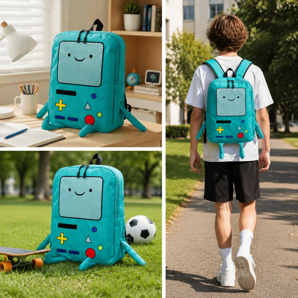 14 Inch Cute Cartoon Backpack Casual Travel Green Anime Bag Breathable Portable Back To School Christmas Gift For Kids