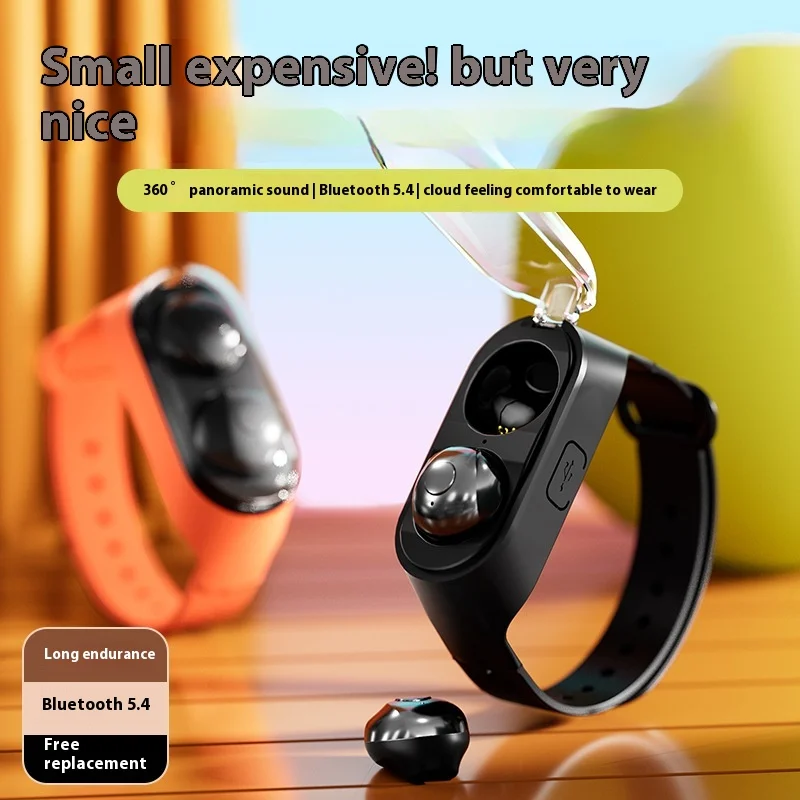 Premium Quality Wrist Strap Mini Portable Sports Wireless Headphones High Sound Quality Noise-cance Lling Bluetooth Headphones